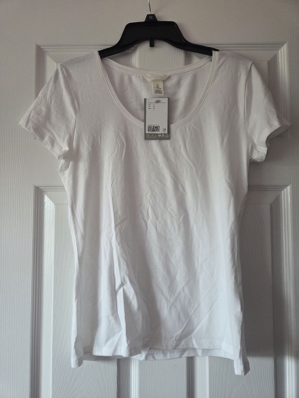 H&M Womens White Scoop Neck Short Sleeve Tee Size L NWT